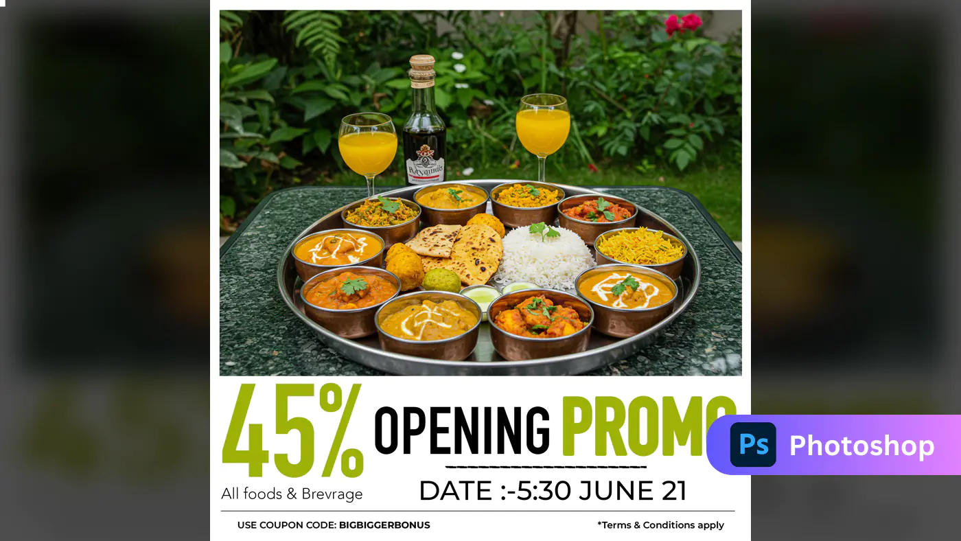 Indian Restaurant Grand Opening Promo Template