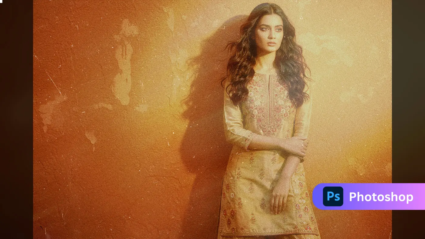 Vintage Orange Hue Woman Effect