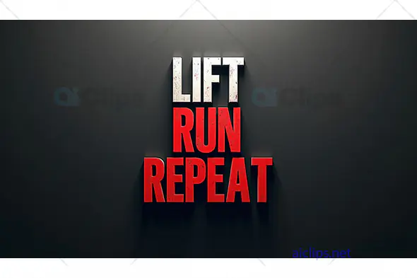 Lift, Run, Repeat - Bold Red Fitness Poster