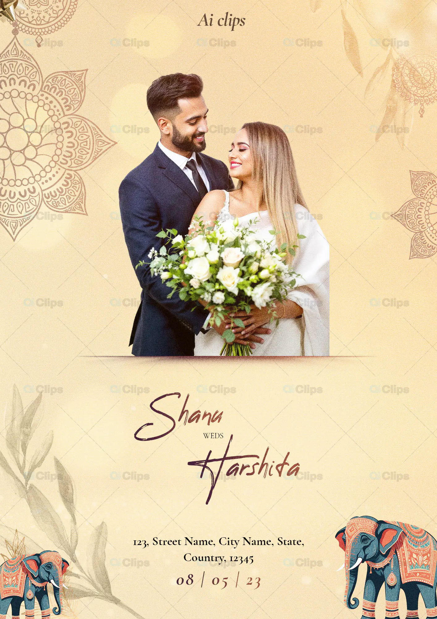 Indian Wedding Invitation PSD Template
