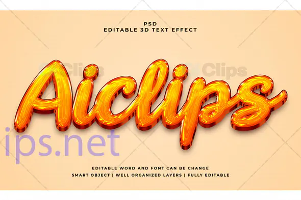 Glossy Orange 3D Script Text Effect PSD