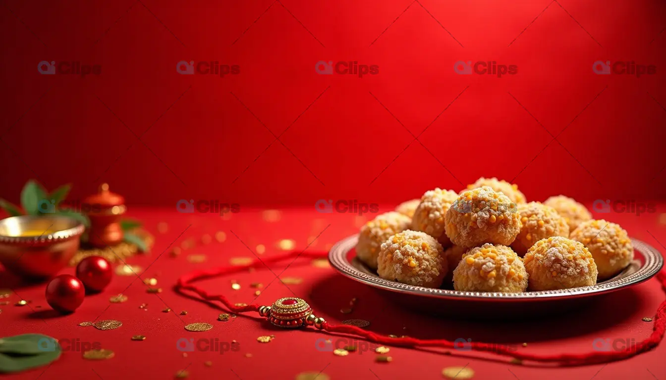 Festive Raksha Bandhan Sweets with Rakhi and Traditional Decor