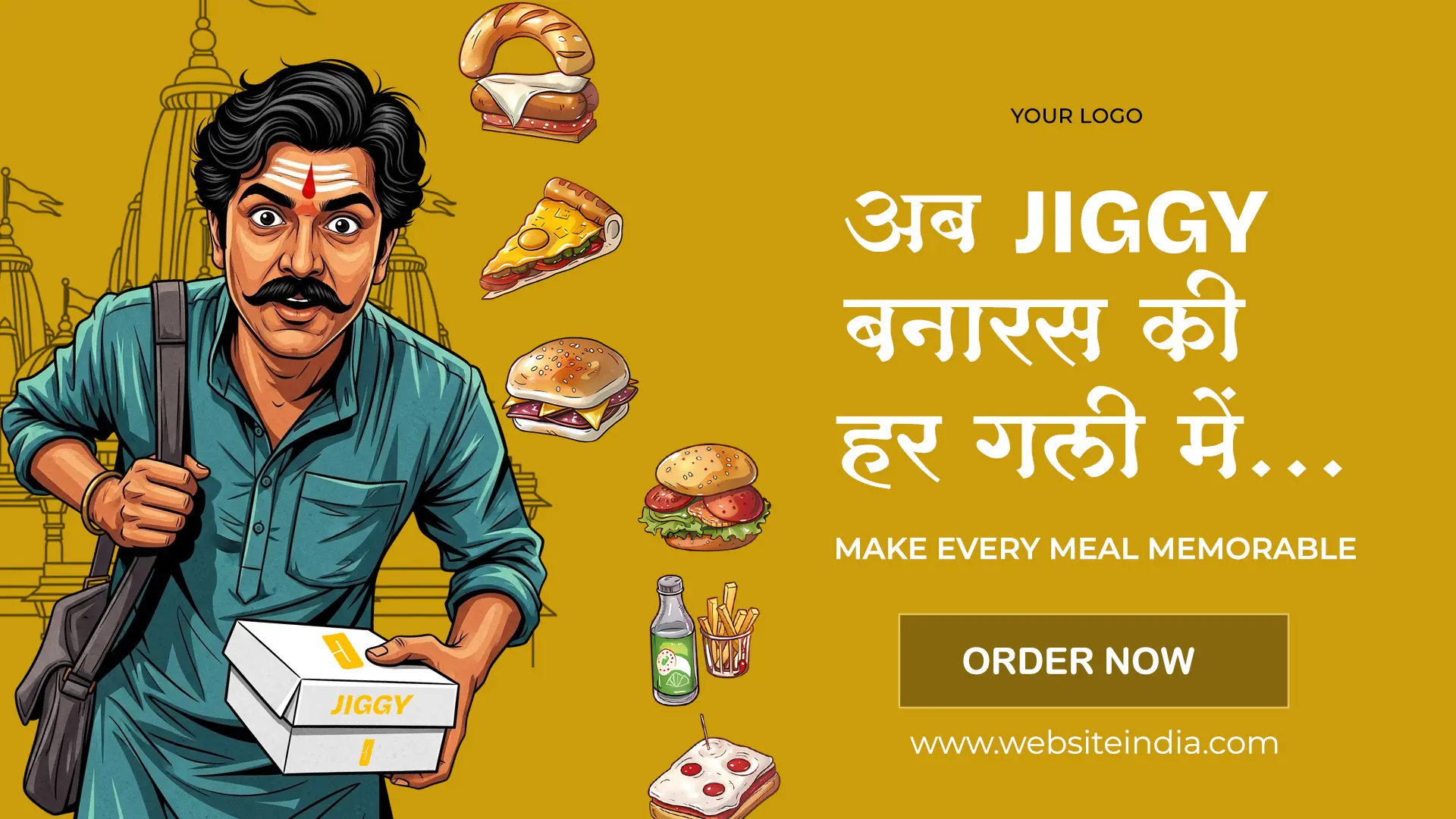 Banaras Food Delivery Illustration Template