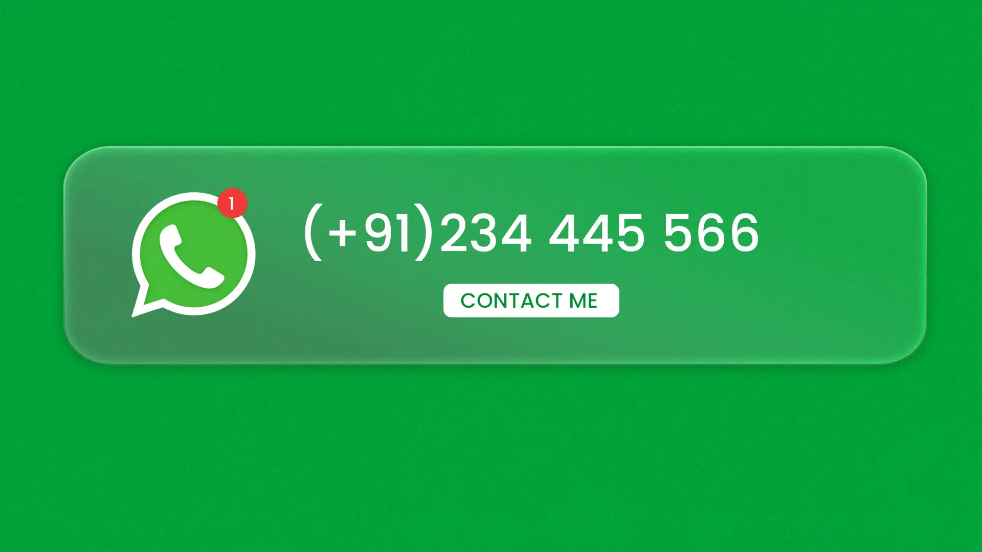 Green Glassmorphism Call Button WhatsApp Contact Template