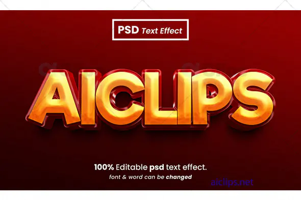 Vibrant Red Gold 3D Text Effect PSD