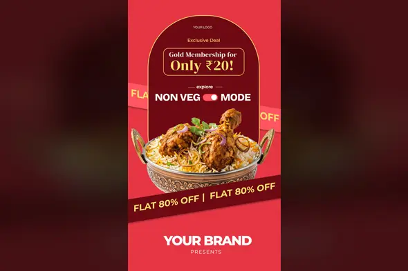 Non-Veg Food App Membership Banner Template