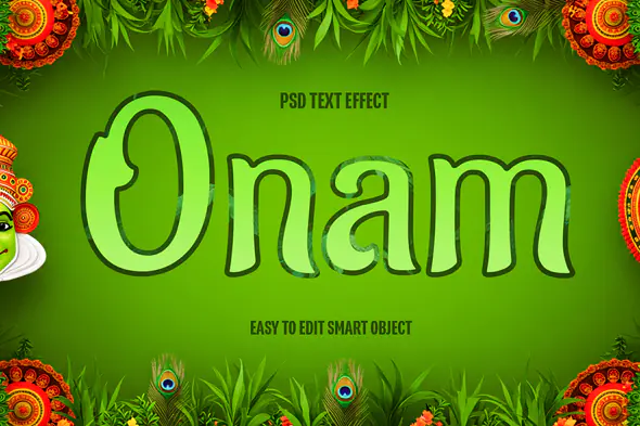 Green Onam Festival Text Effect