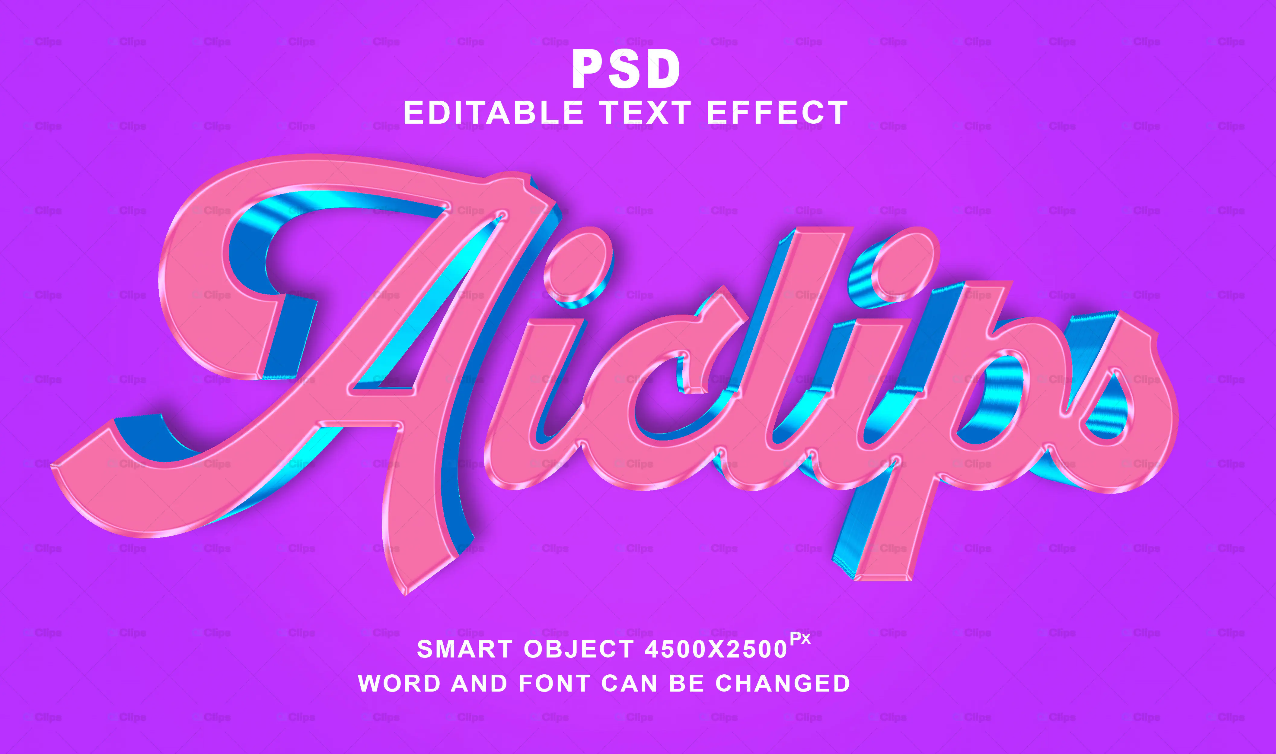 Retro Pink 3D Text Effect PSD