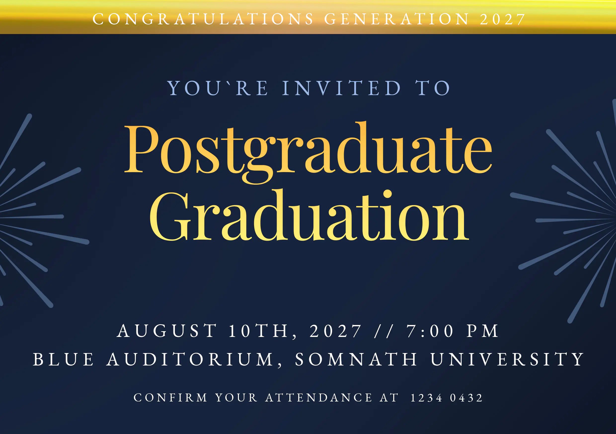 Futuristic Postgraduate Graduation Invitation Template