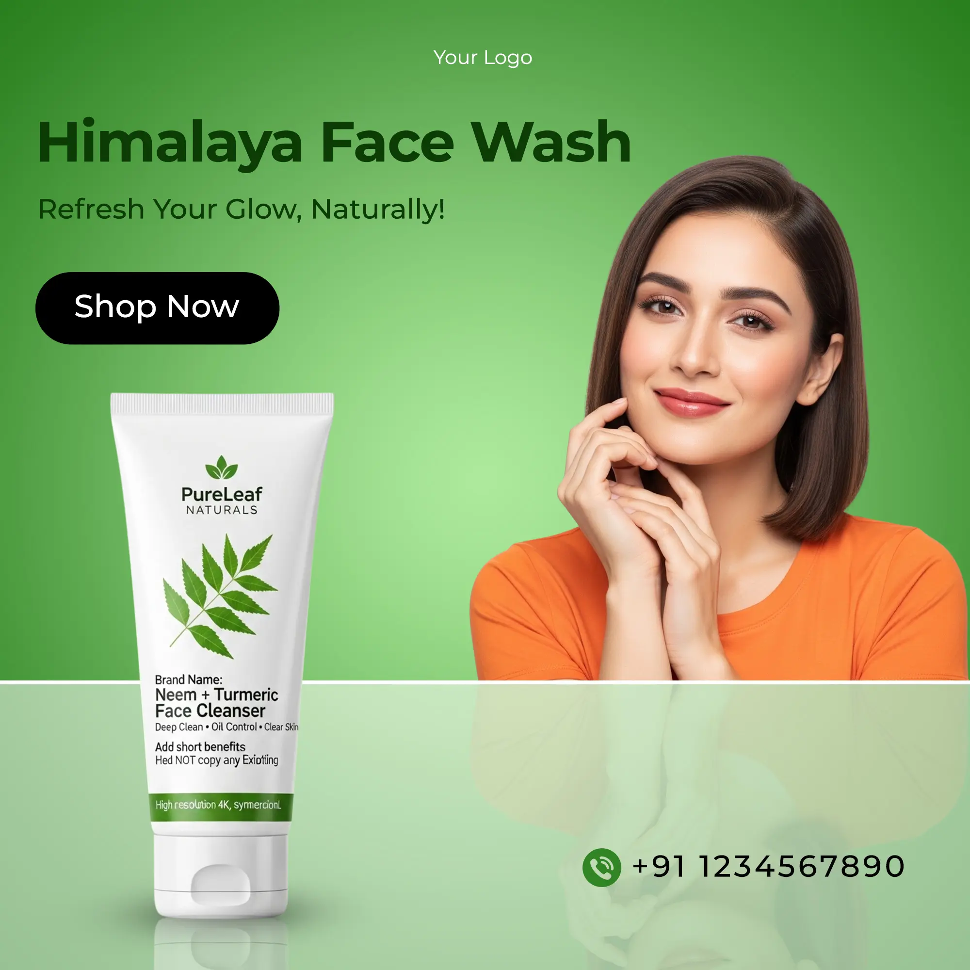 Natural Skincare Product Social Media Ad Template