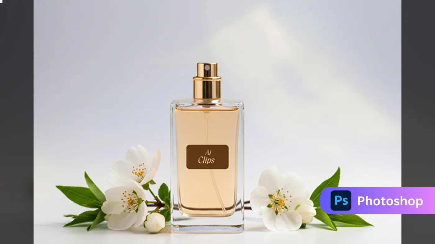 Perfume Bottle with Blossom Mockup