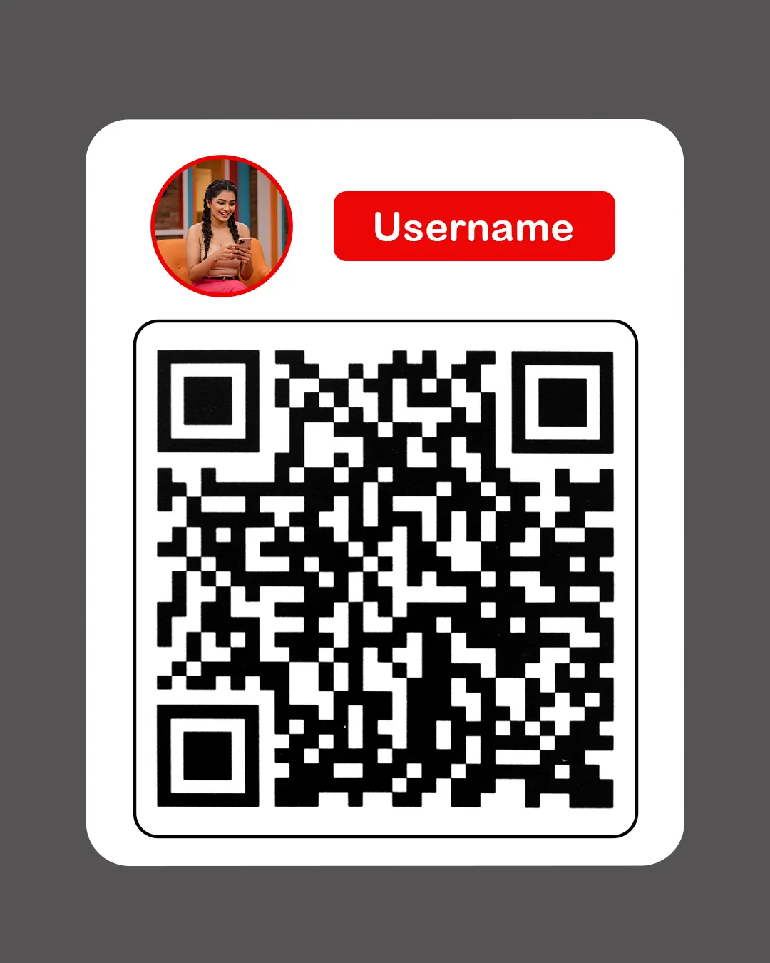 QR Code Template with Custom Username and Photo