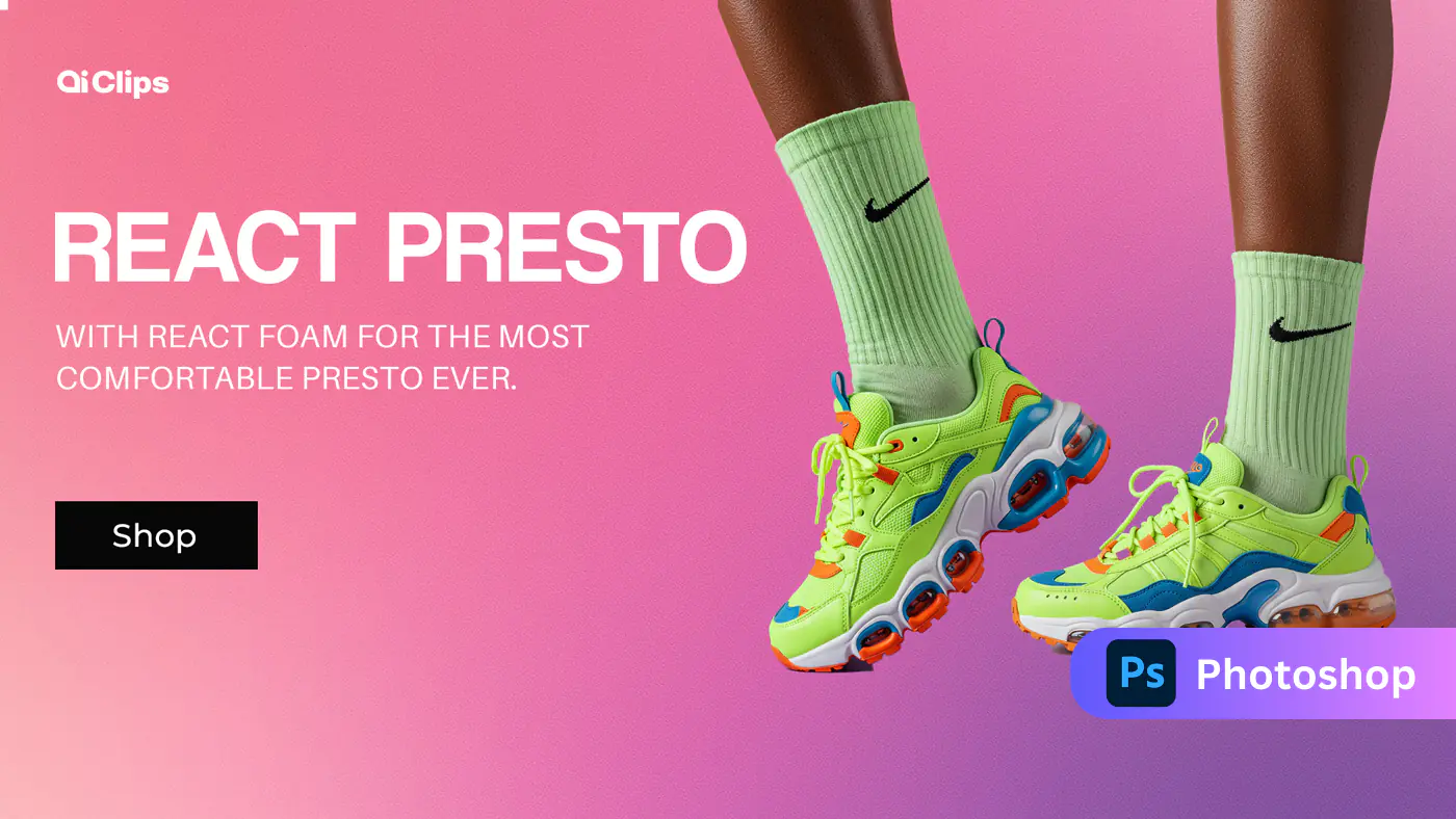 Enhanced Vibrant Sneaker Advertisement Template