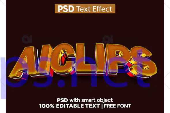 Golden 3D Text Effect PSD