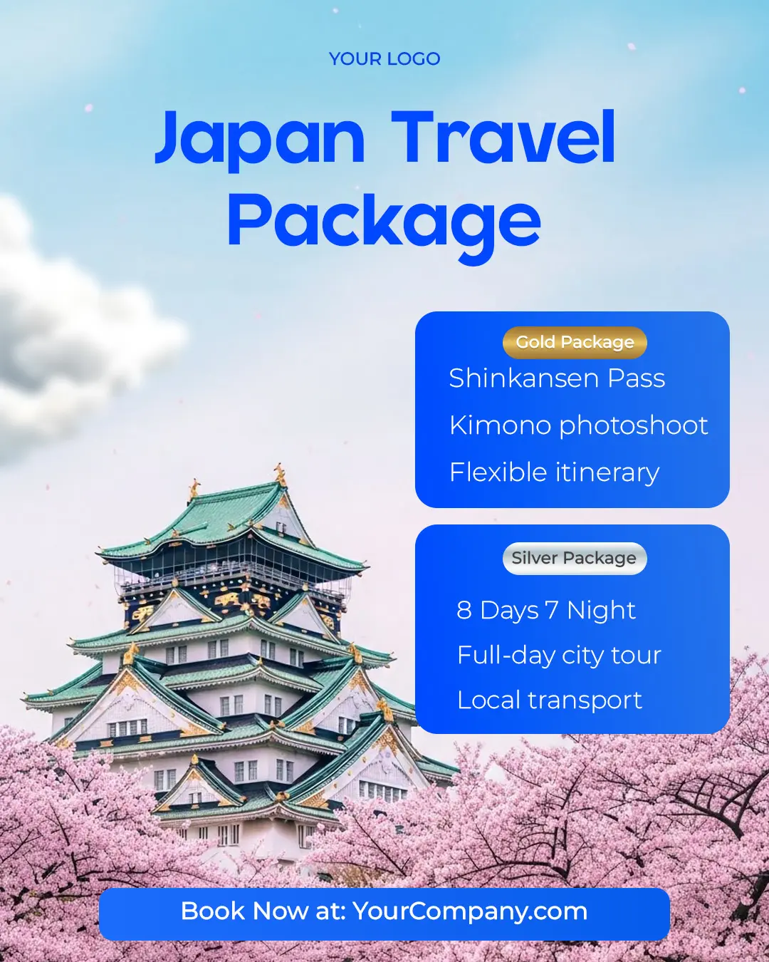 Japan Cherry Blossom Tour Ad Template