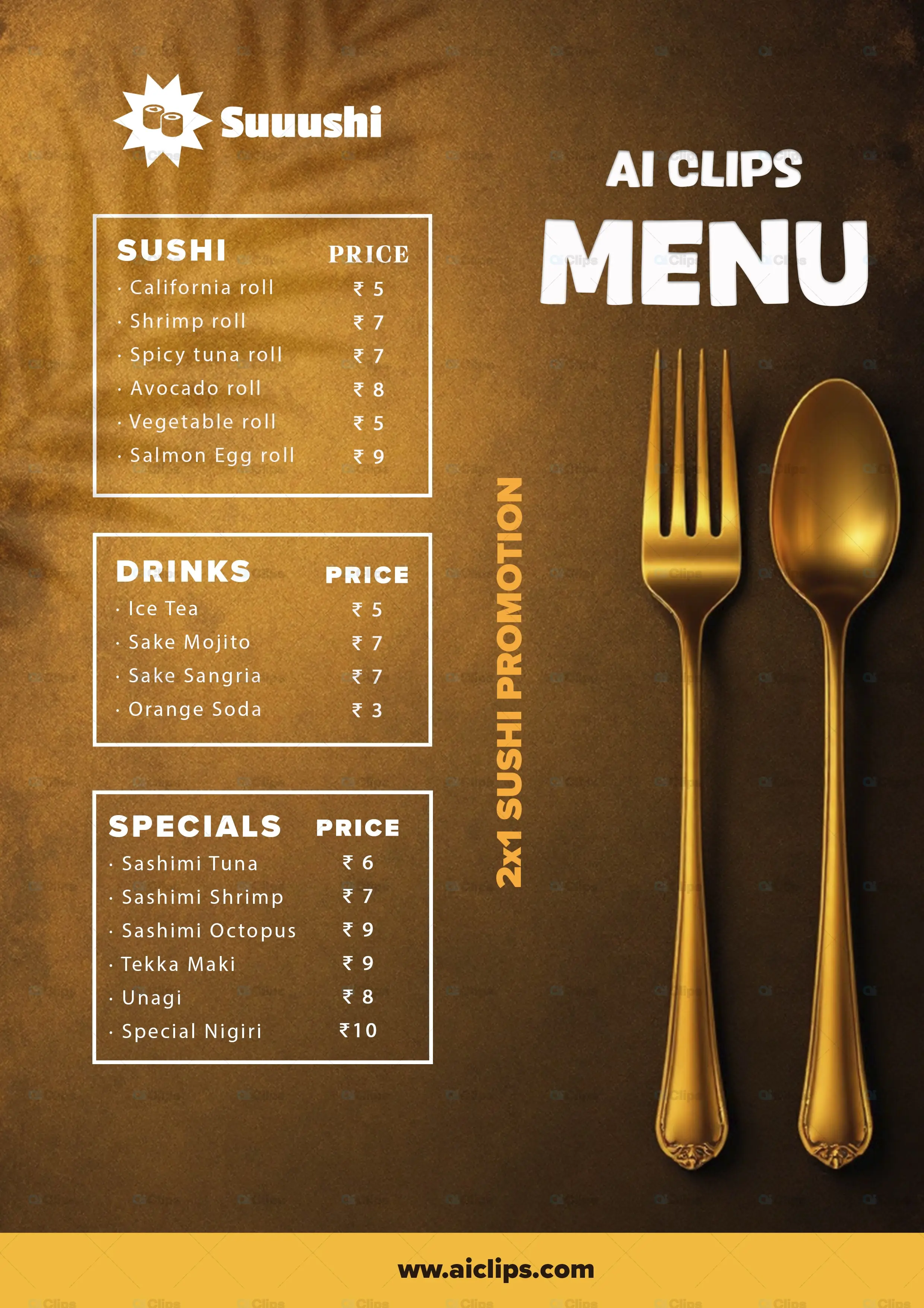 Elegant Sushi Restaurant Menu PSD Template