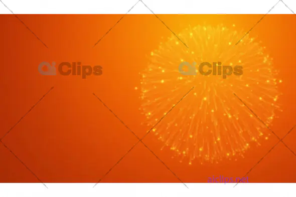 Golden Firework Explosion on Bright Orange Background