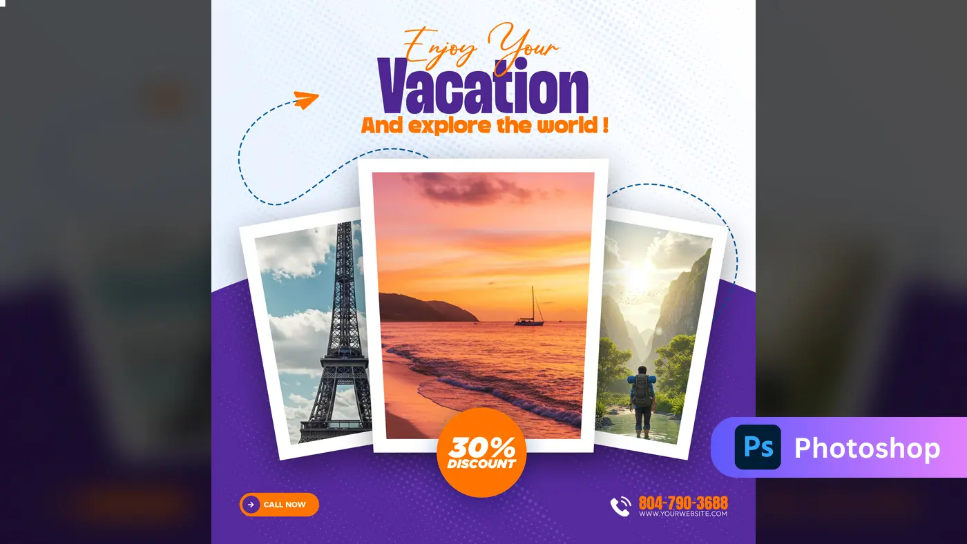Travel Agency Vacation Promotional Template with Collage