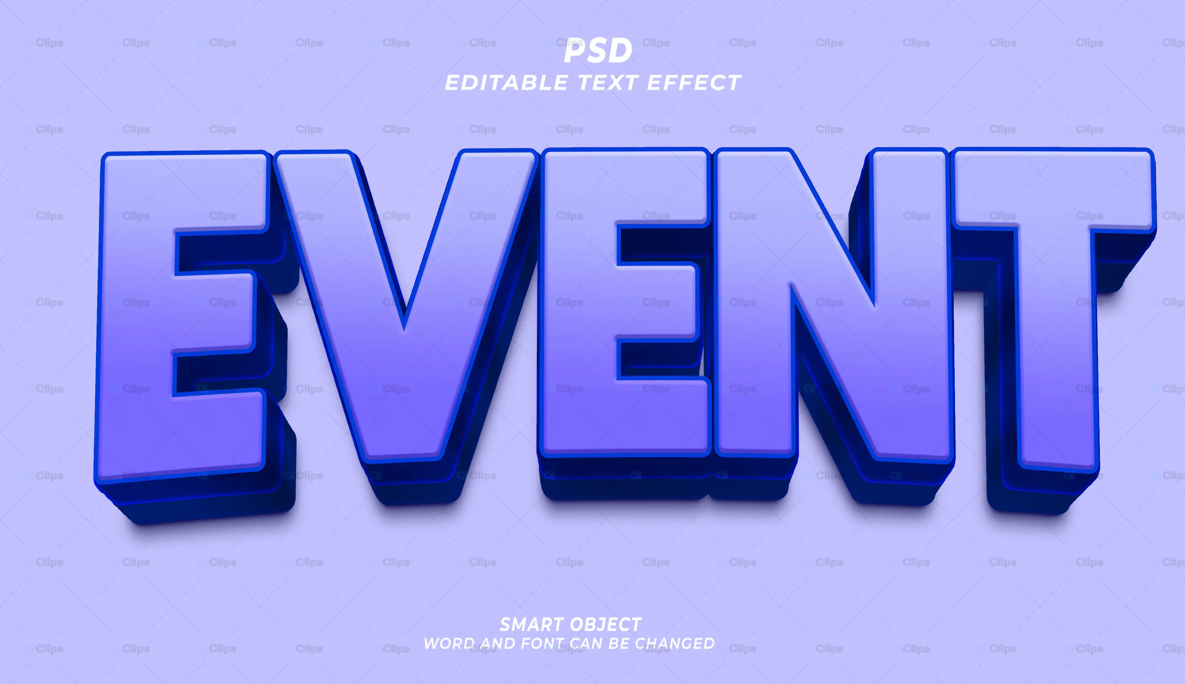 3D Blue Event Text Effect PSD