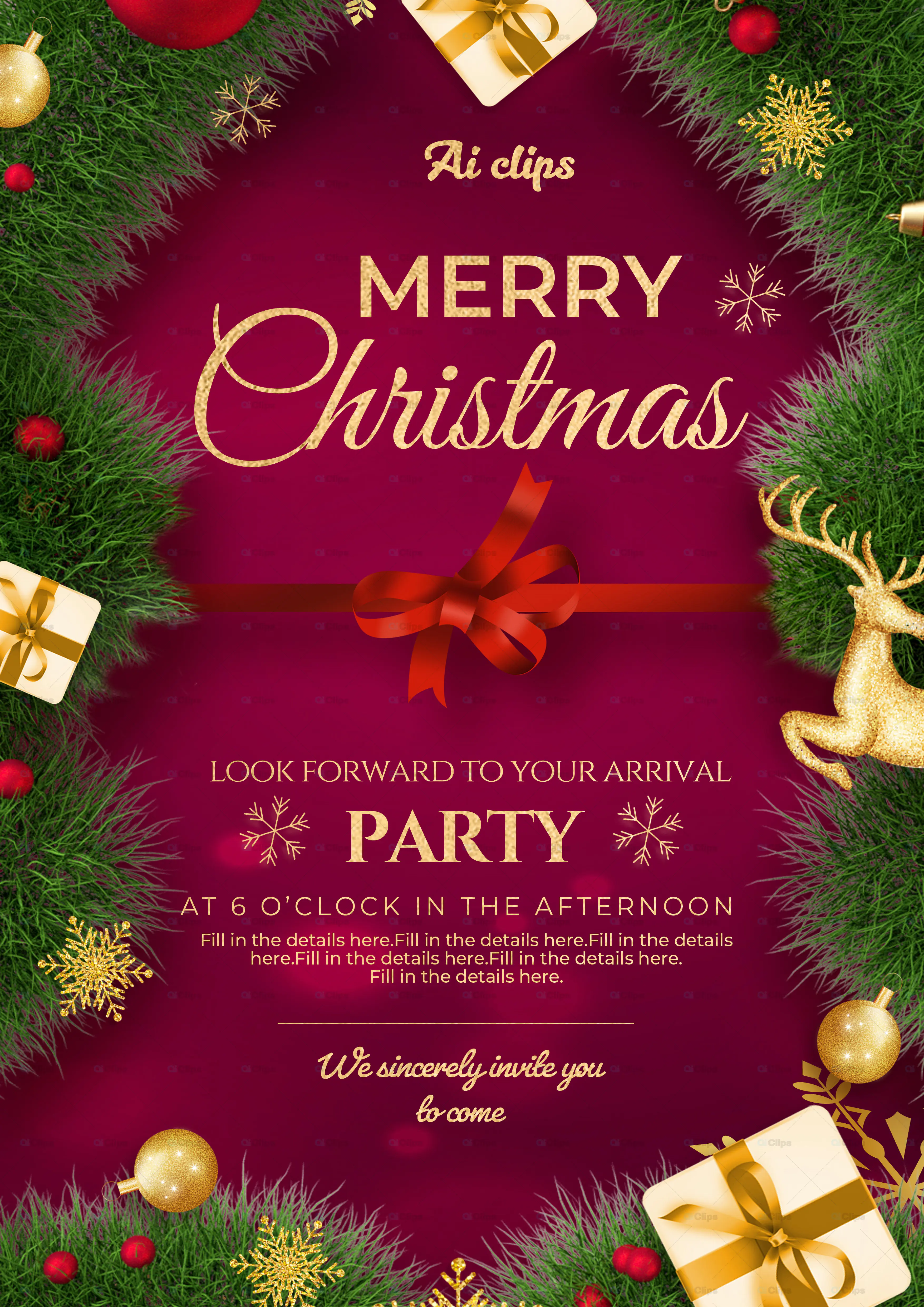 Merry Christmas Party Invitation PSD Template