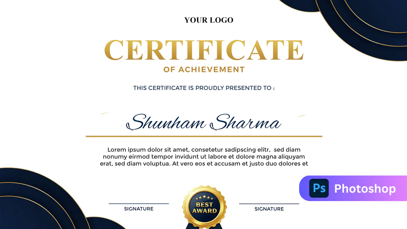 Elegant Navy and Gold Achievement Certificate Template