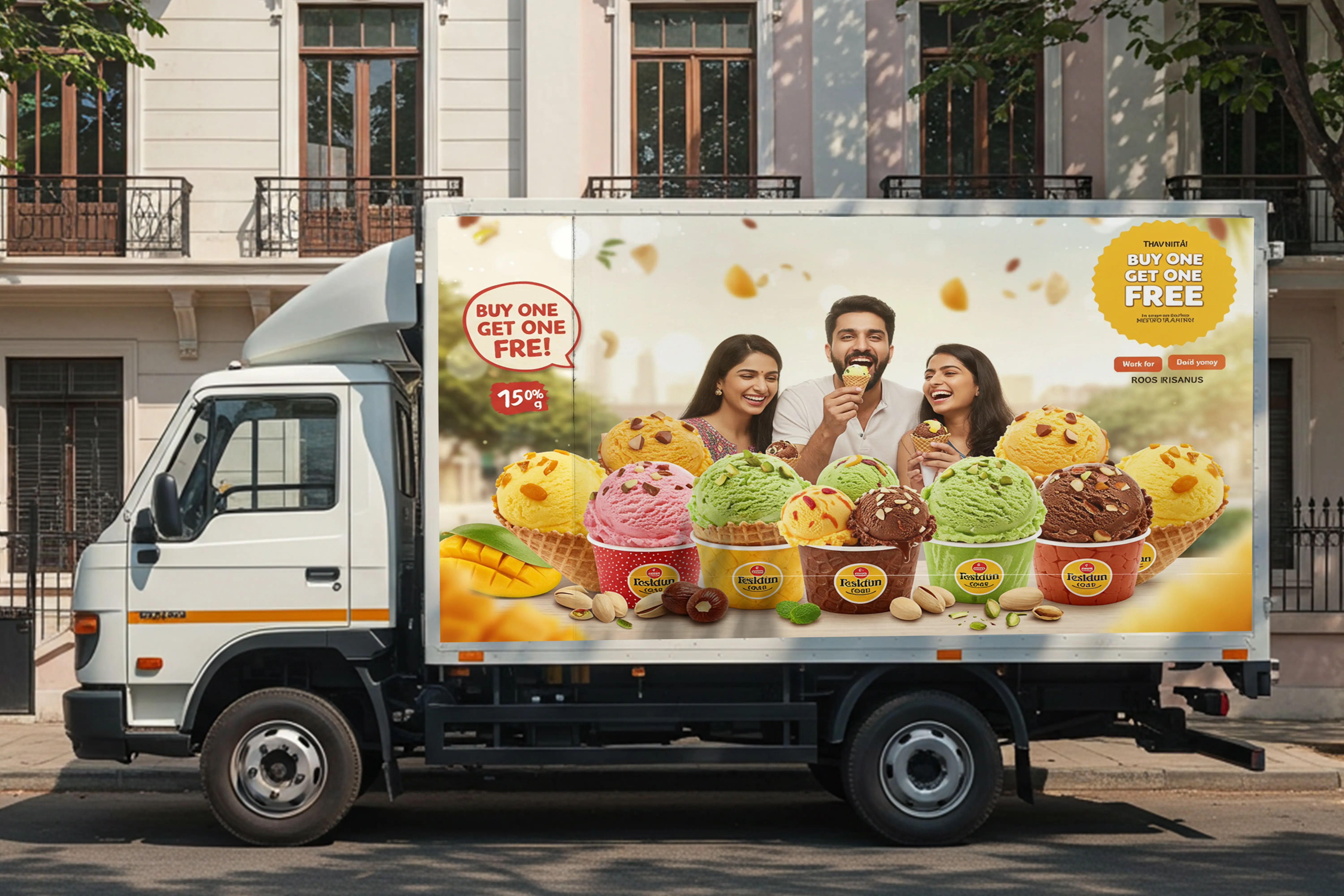 Vibrant Ice Cream Truck Wrap Photoshop Template