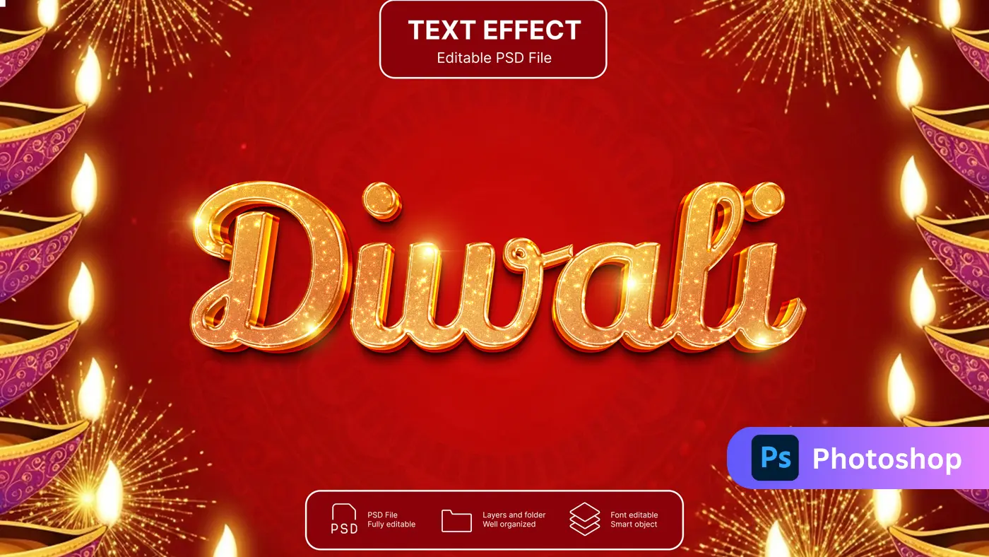 Radiant Diwali Gold Text Style