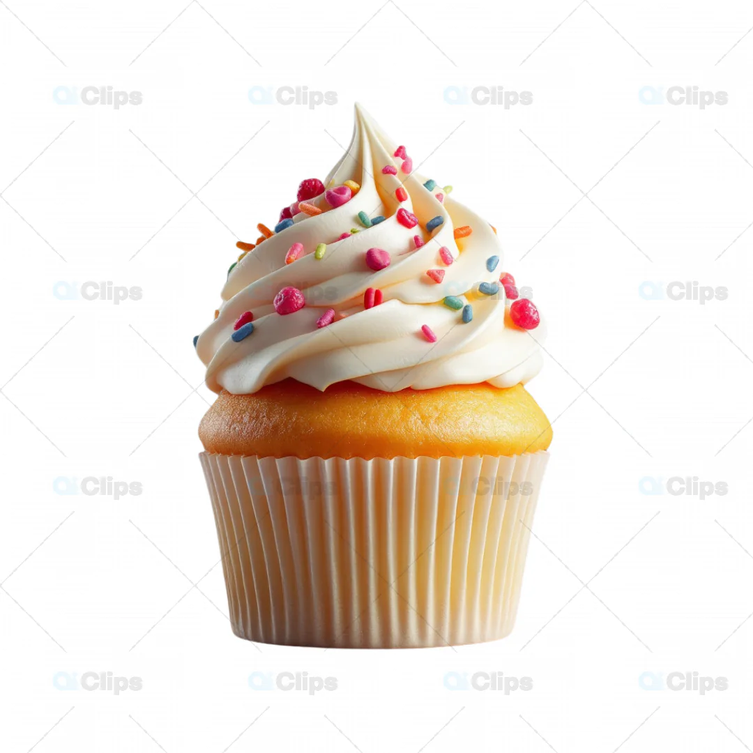 Vanilla Cupcake with Colorful Sprinkles 3D Model