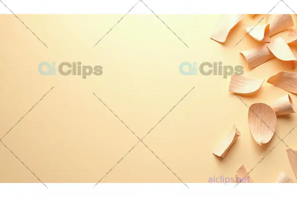 Wood Shavings on Light Beige Background