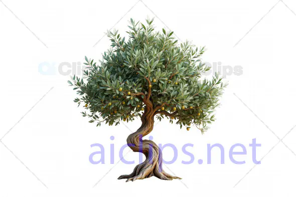 Realistic 3D Miniature Olive Tree Model with Twisted Trunk and Olives