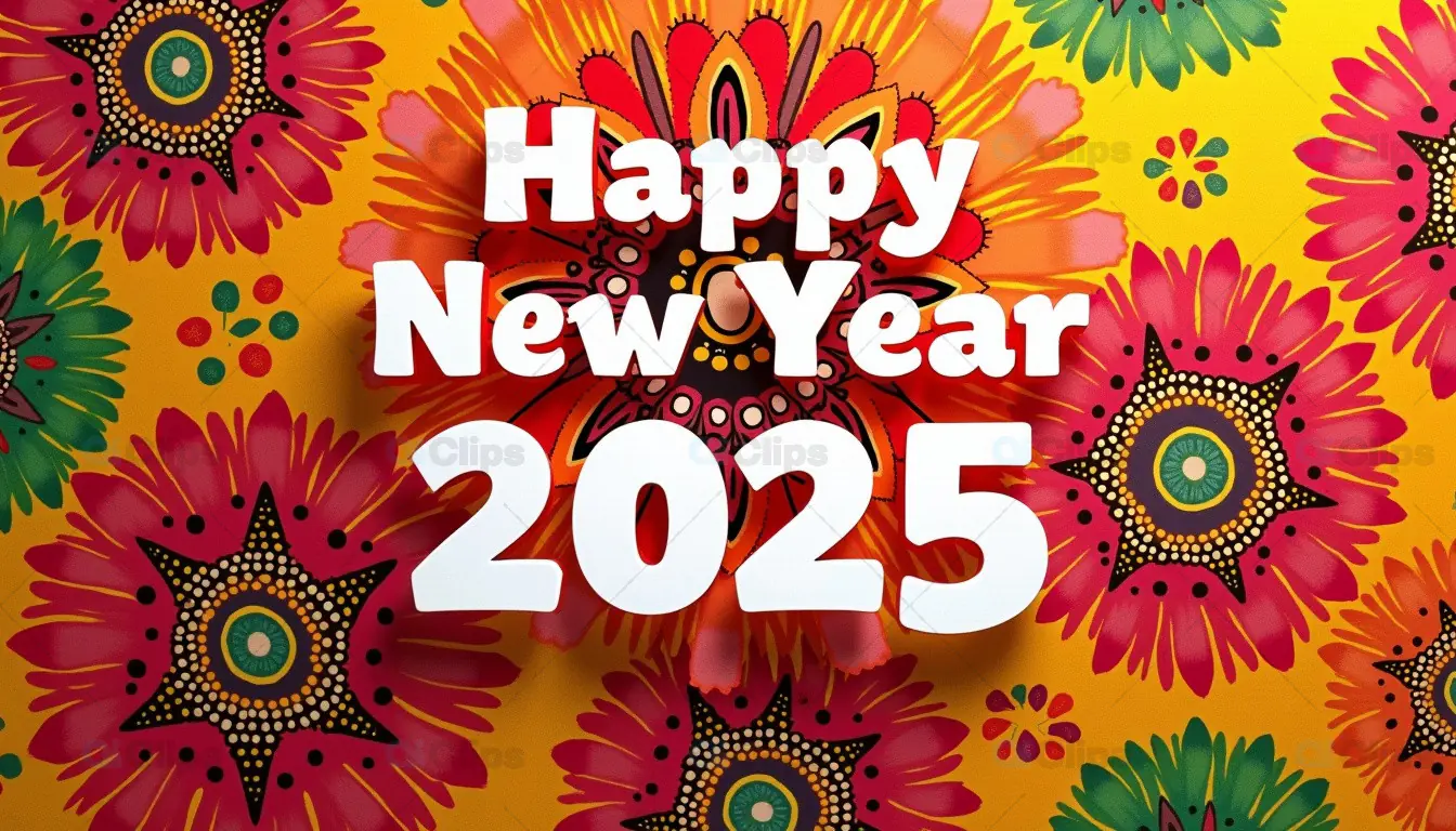 Happy New Year 2025 – Bright and Festive Floral Design