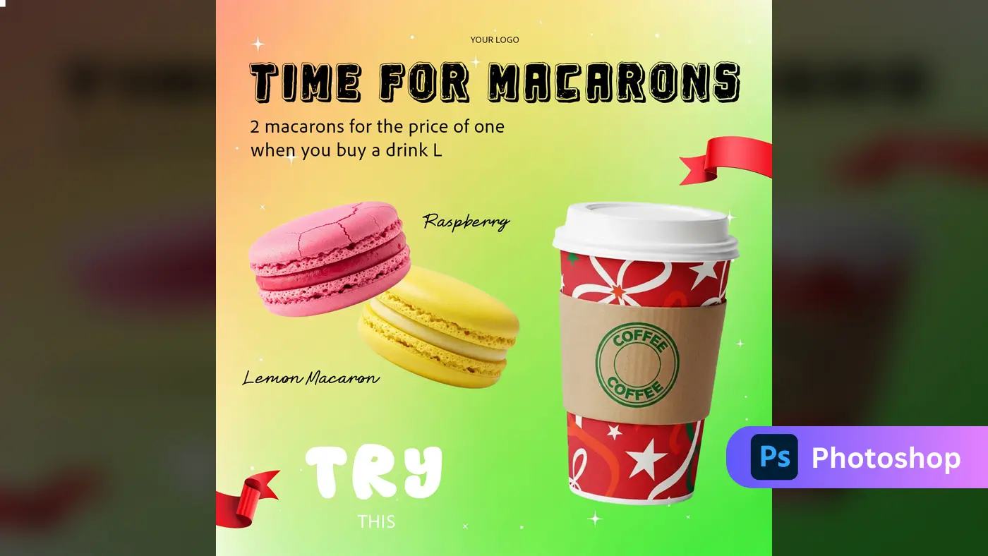Cafe Macaron & Coffee Promotion Template