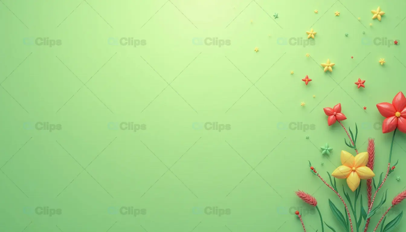 3D Floral Design on Minimal Green Background