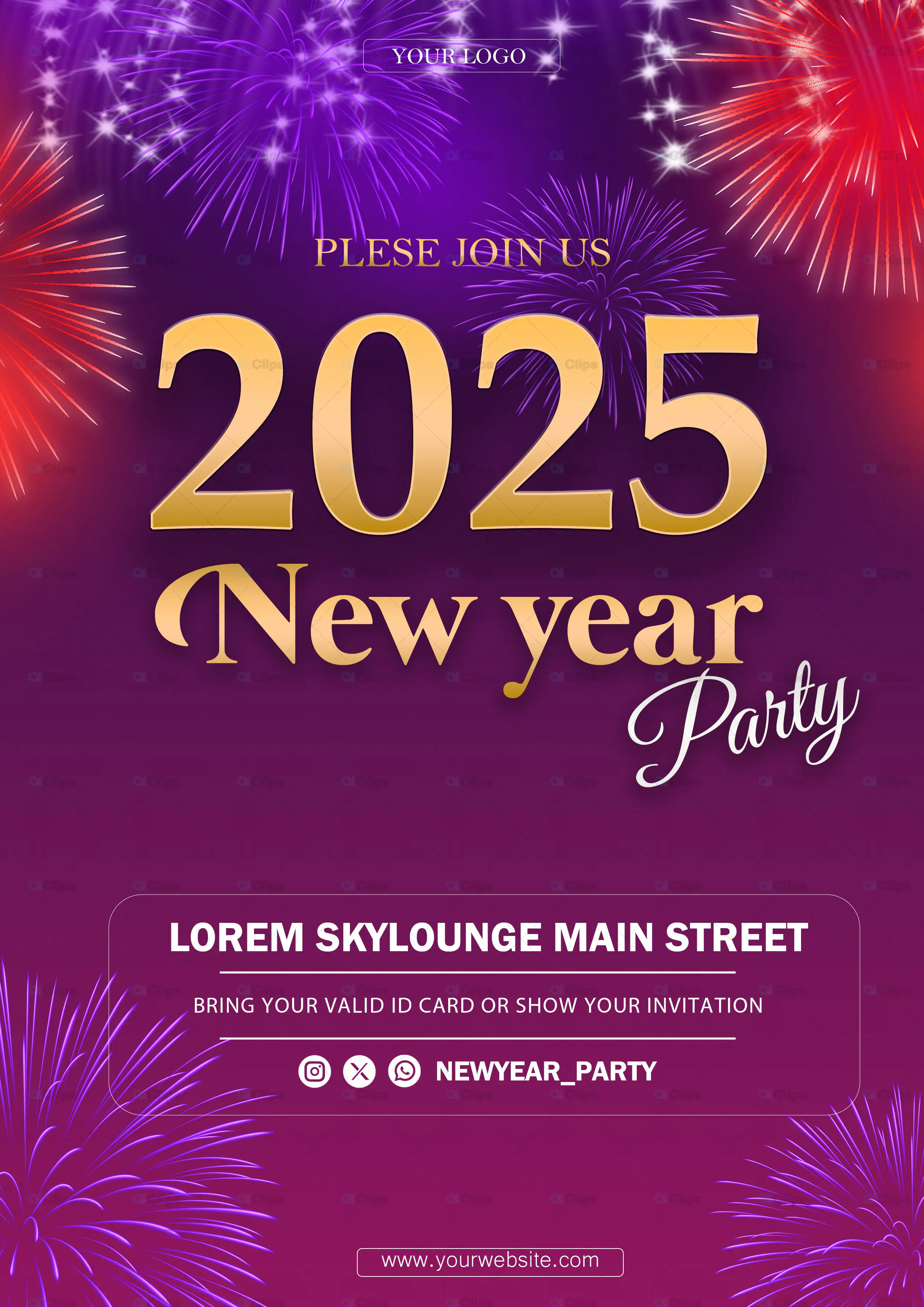 2025 New Year Party Flyer PSD