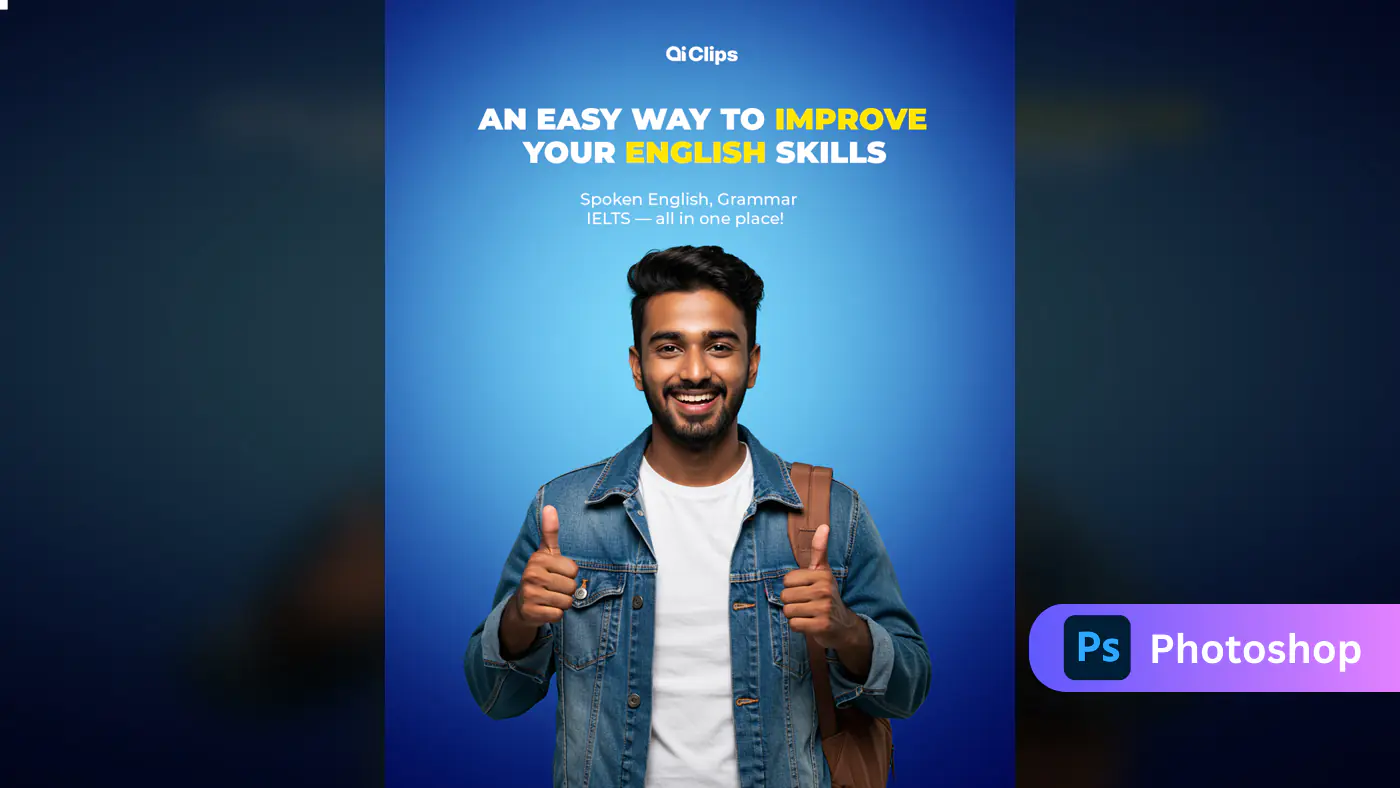 English Skills Improvement Banner PSD Template