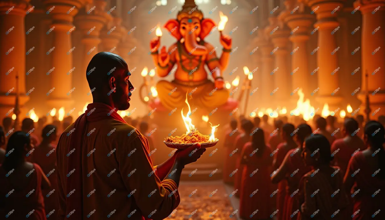 Ganesh Chaturthi Aarti Ceremony with Devotees