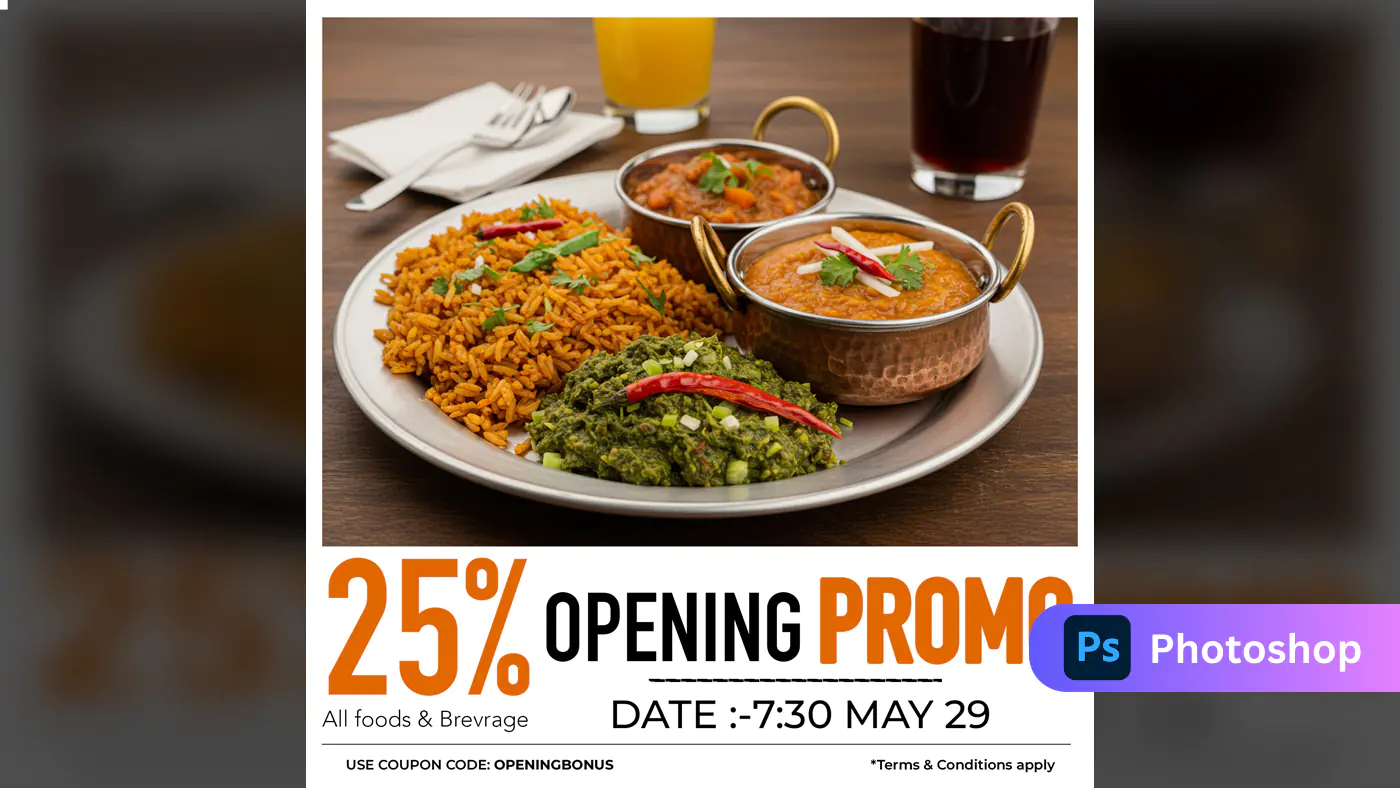 Indian Restaurant Opening Promo Template