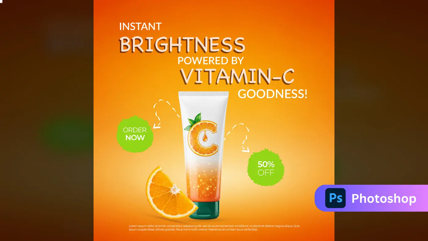 Radiant Vitamin C Skincare Ad Template