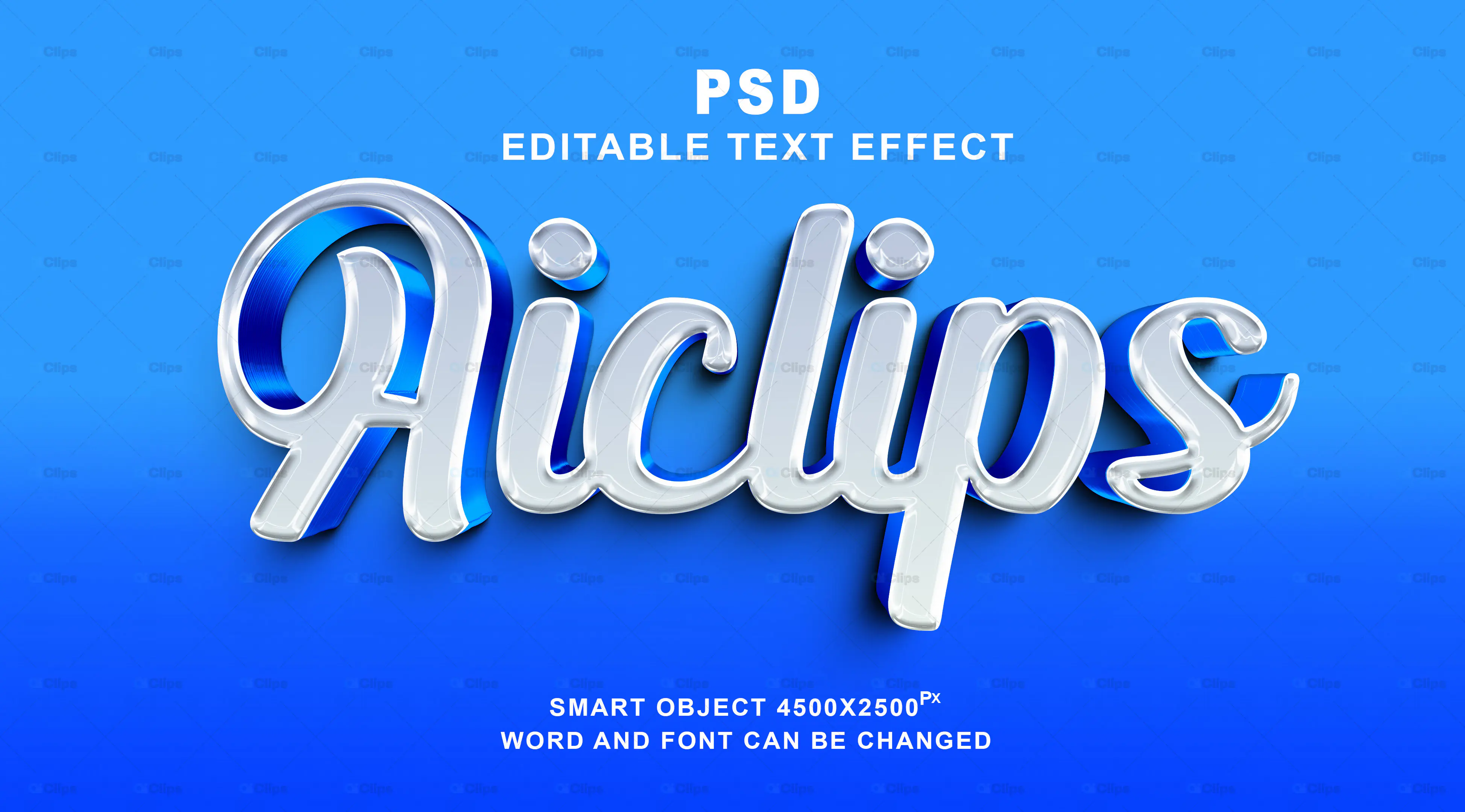 Glossy Silver Script Text Effect PSD
