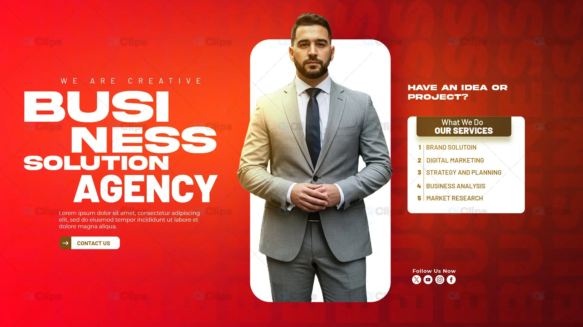 Business Solution Agency Banner PSD Template