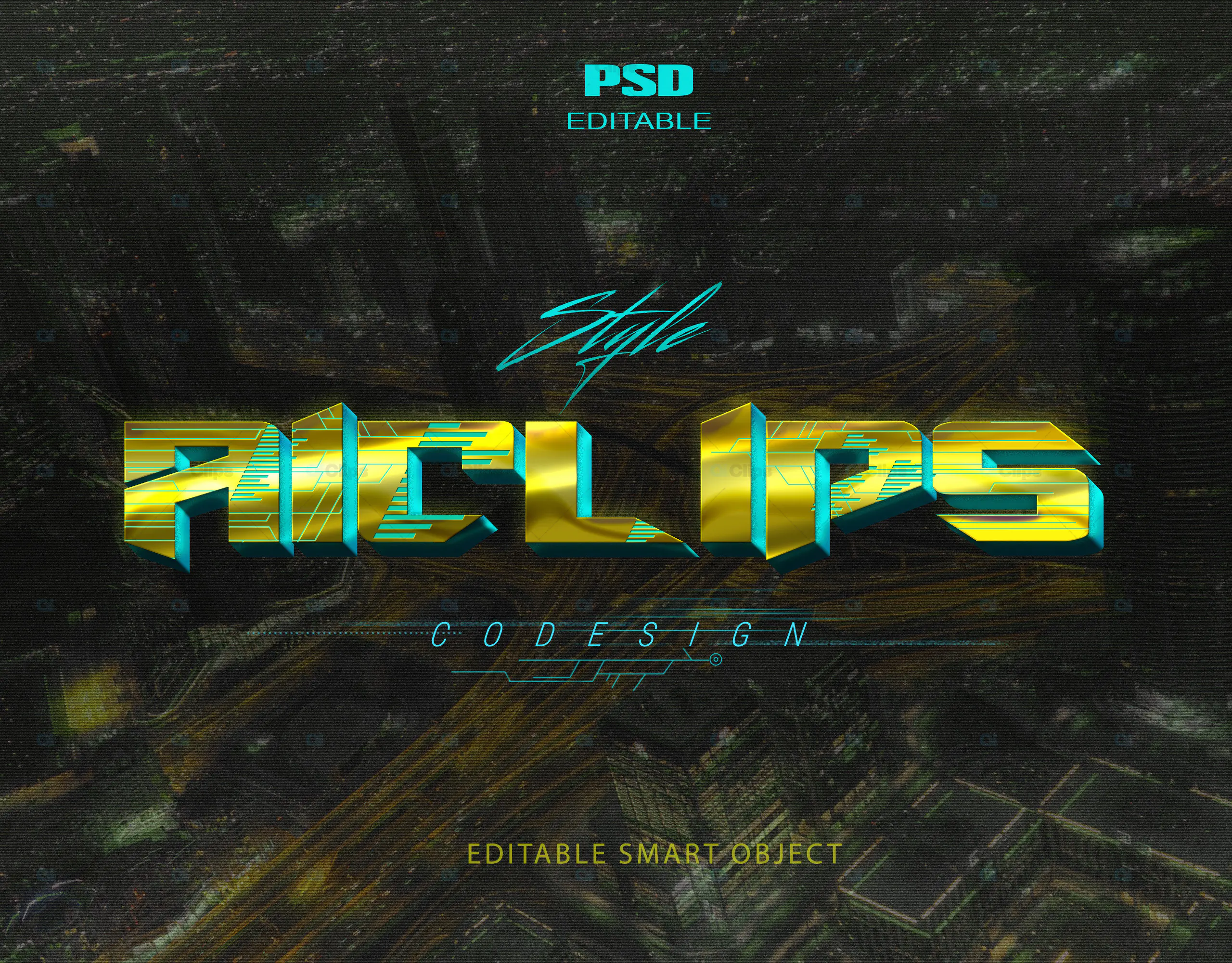 Futuristic Neon Text Effect PSD