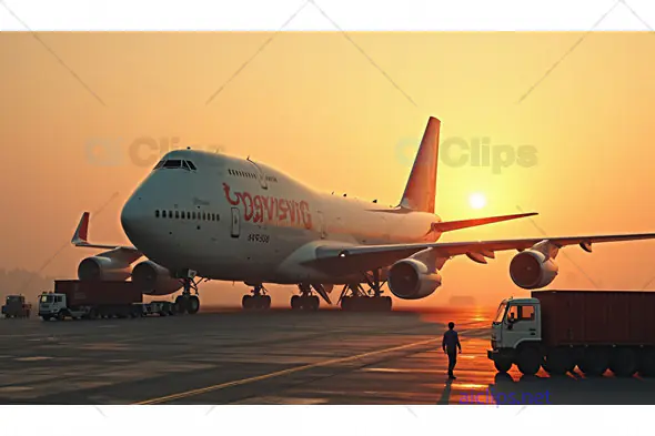 Cargo Airplane at Sunrise