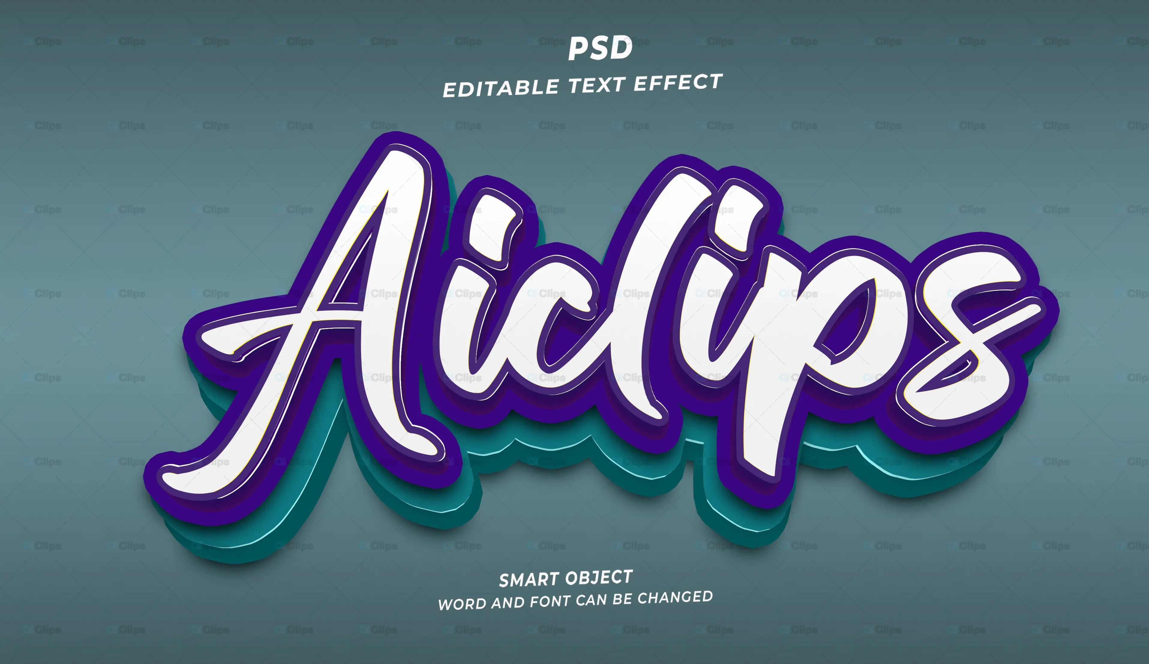 3D Bold Script Text Effect PSD