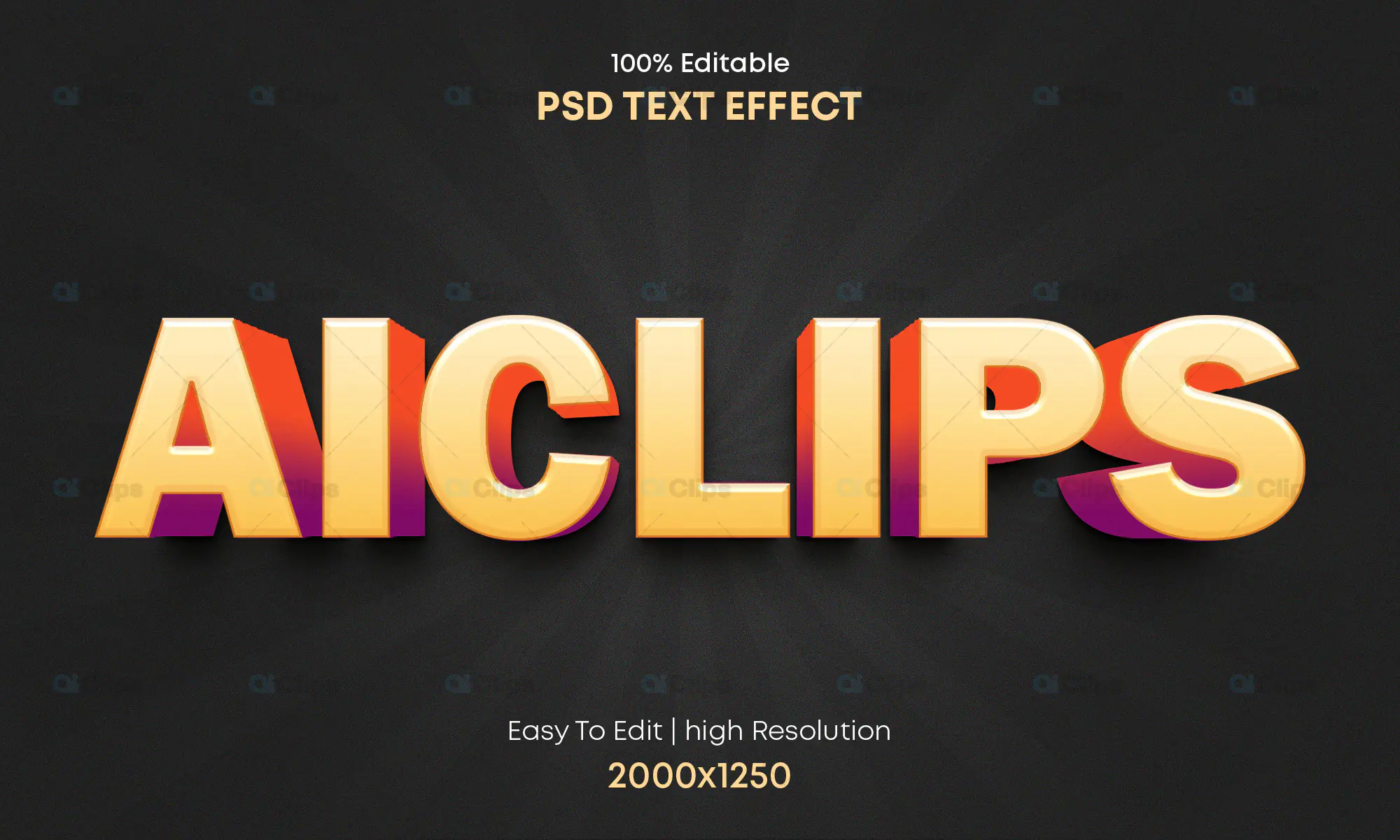 Gradient 3D Text Effect PSD