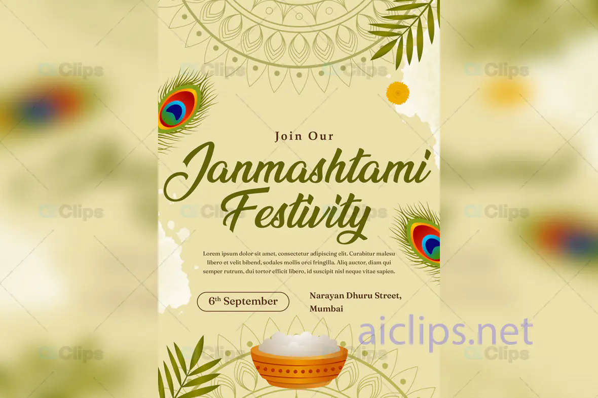 Janmashtami Festivity Invitation PSD Template