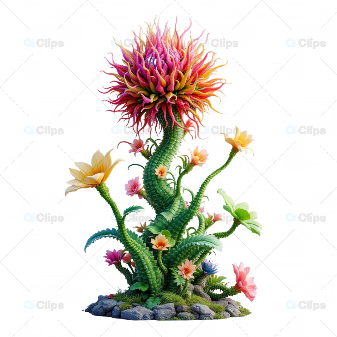 Vibrant Fantasy Alien Flower 3D Model
