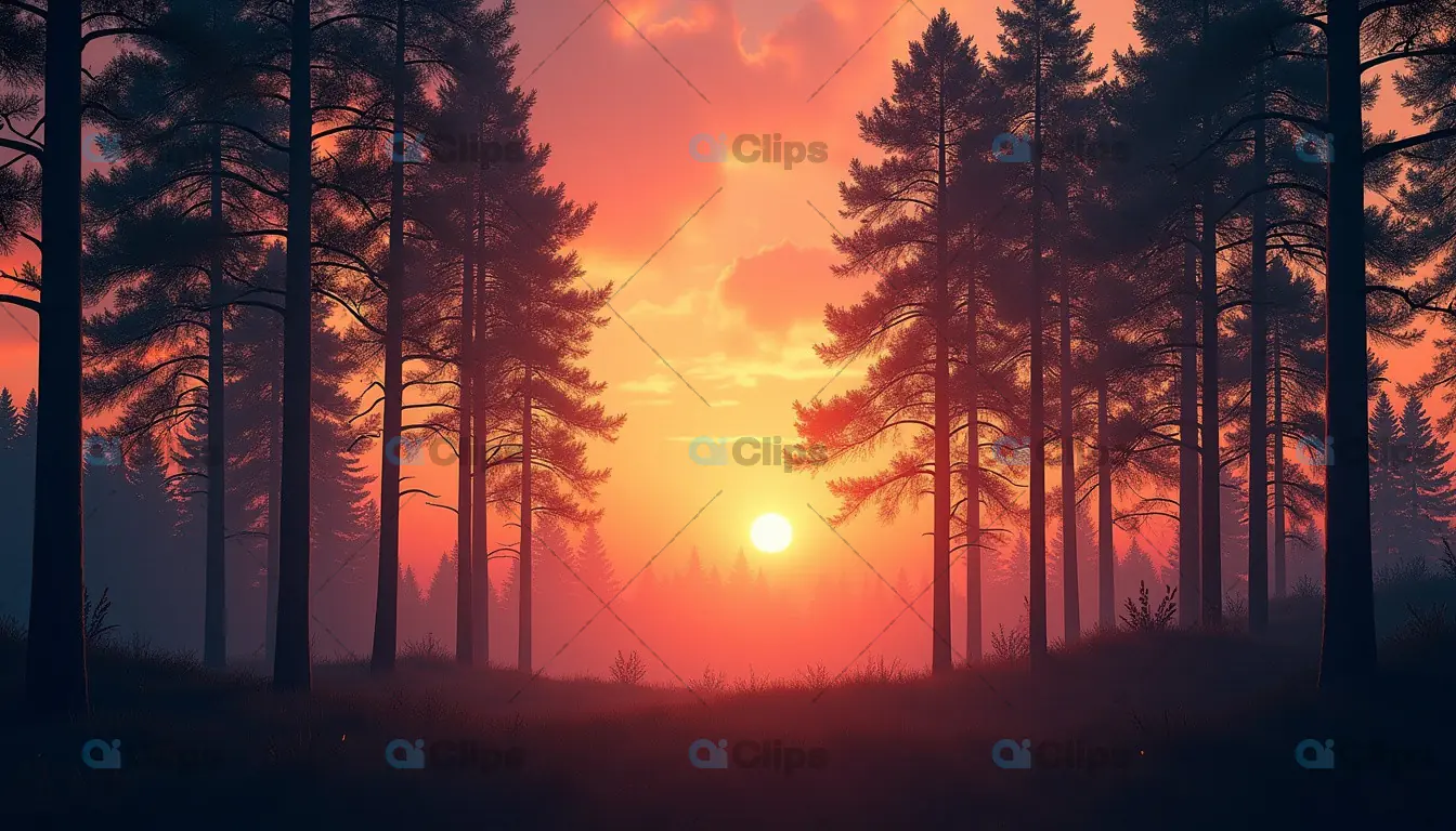 Vibrant Forest Sunset