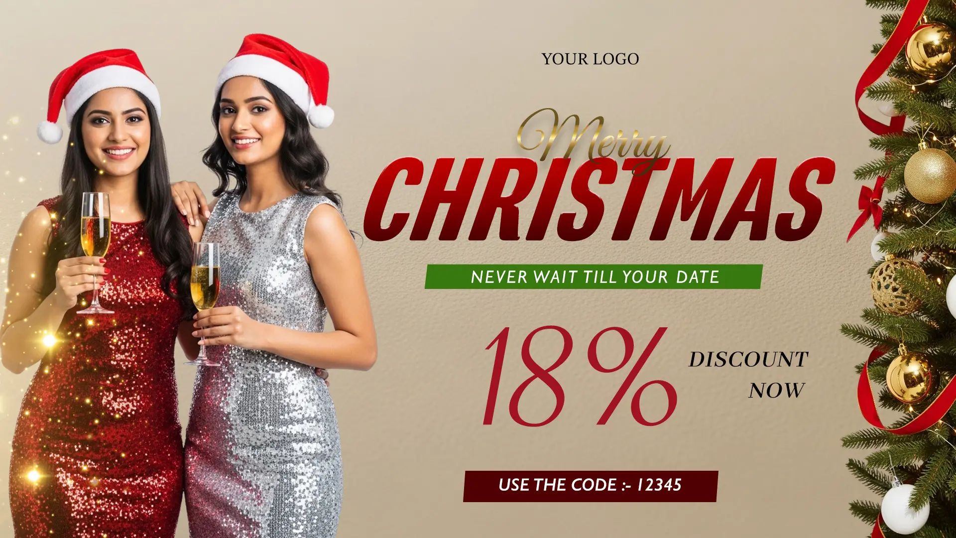 Holiday Glamour Discount Banner Template