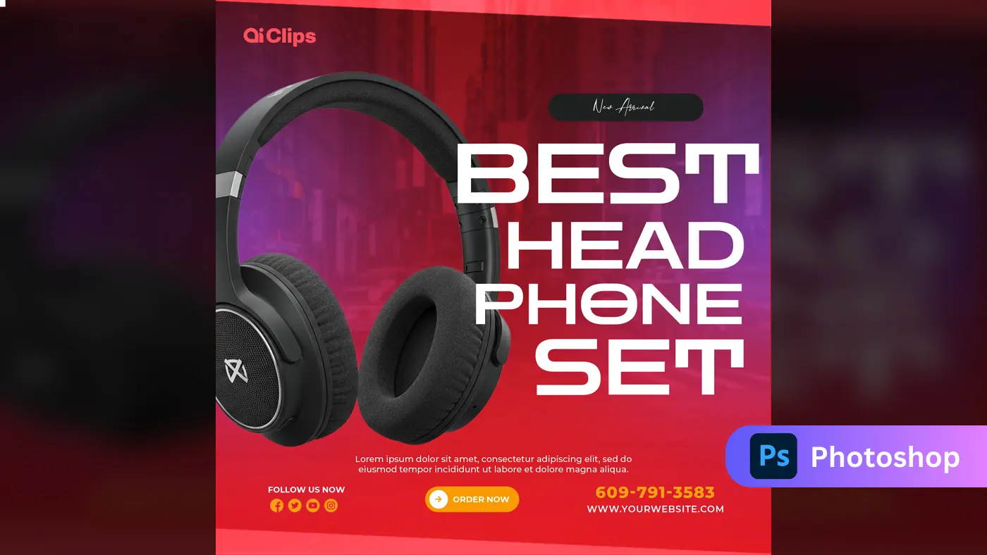 Premium Photoshop Headphone Template for Creative Projects