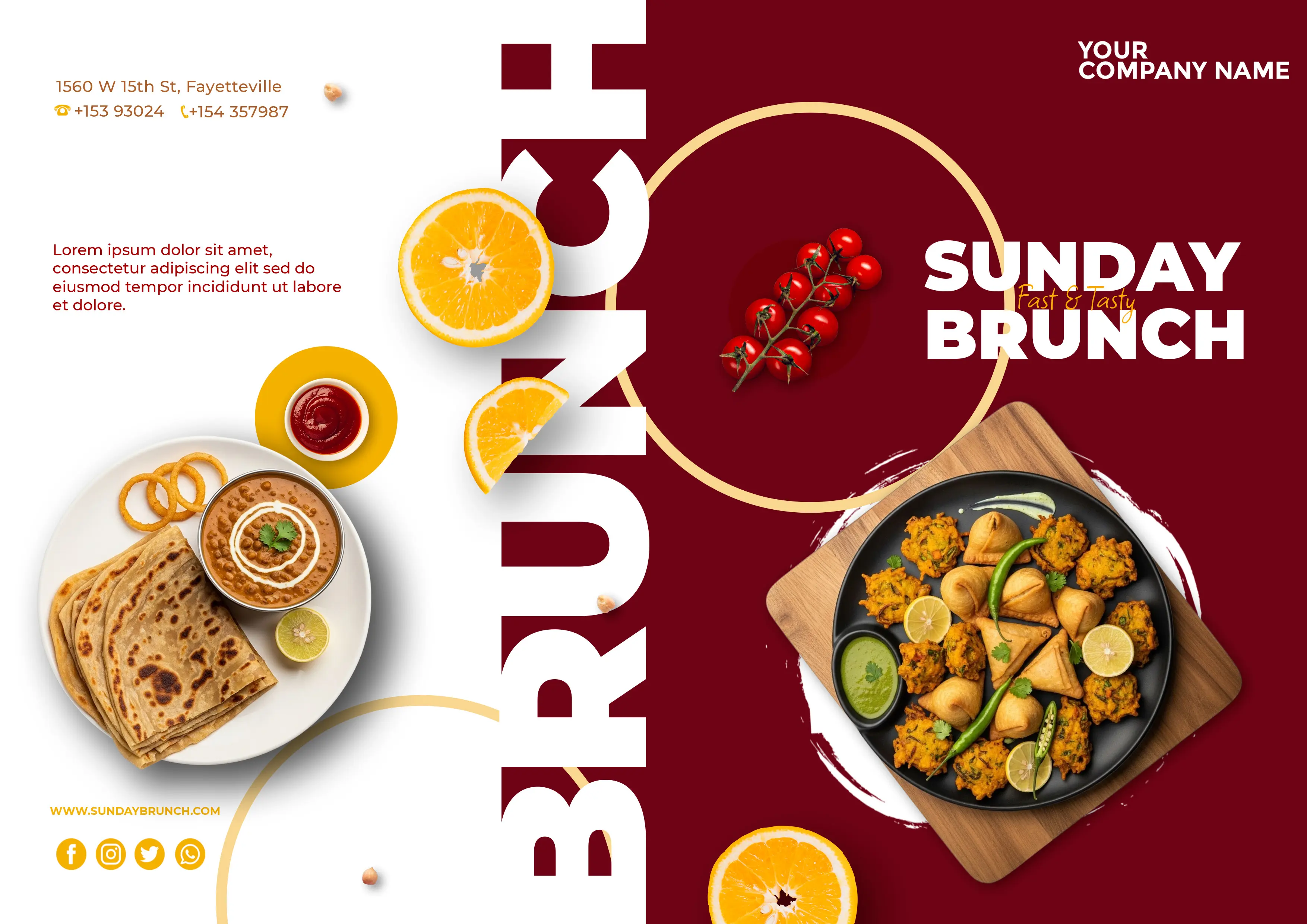 Elegant Sunday Brunch Restaurant Marketing Template